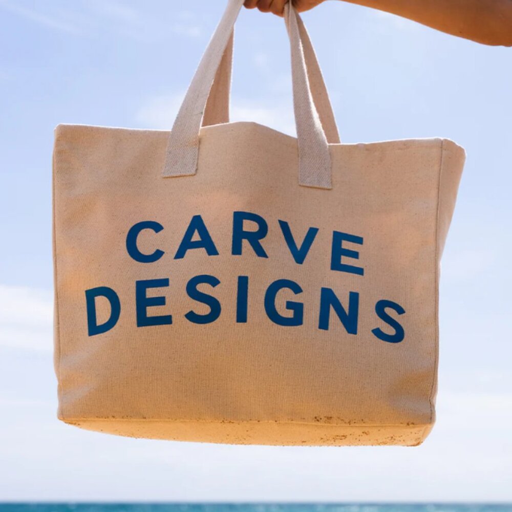 NWT - Carve Designs Cream and Blue canvas Tote